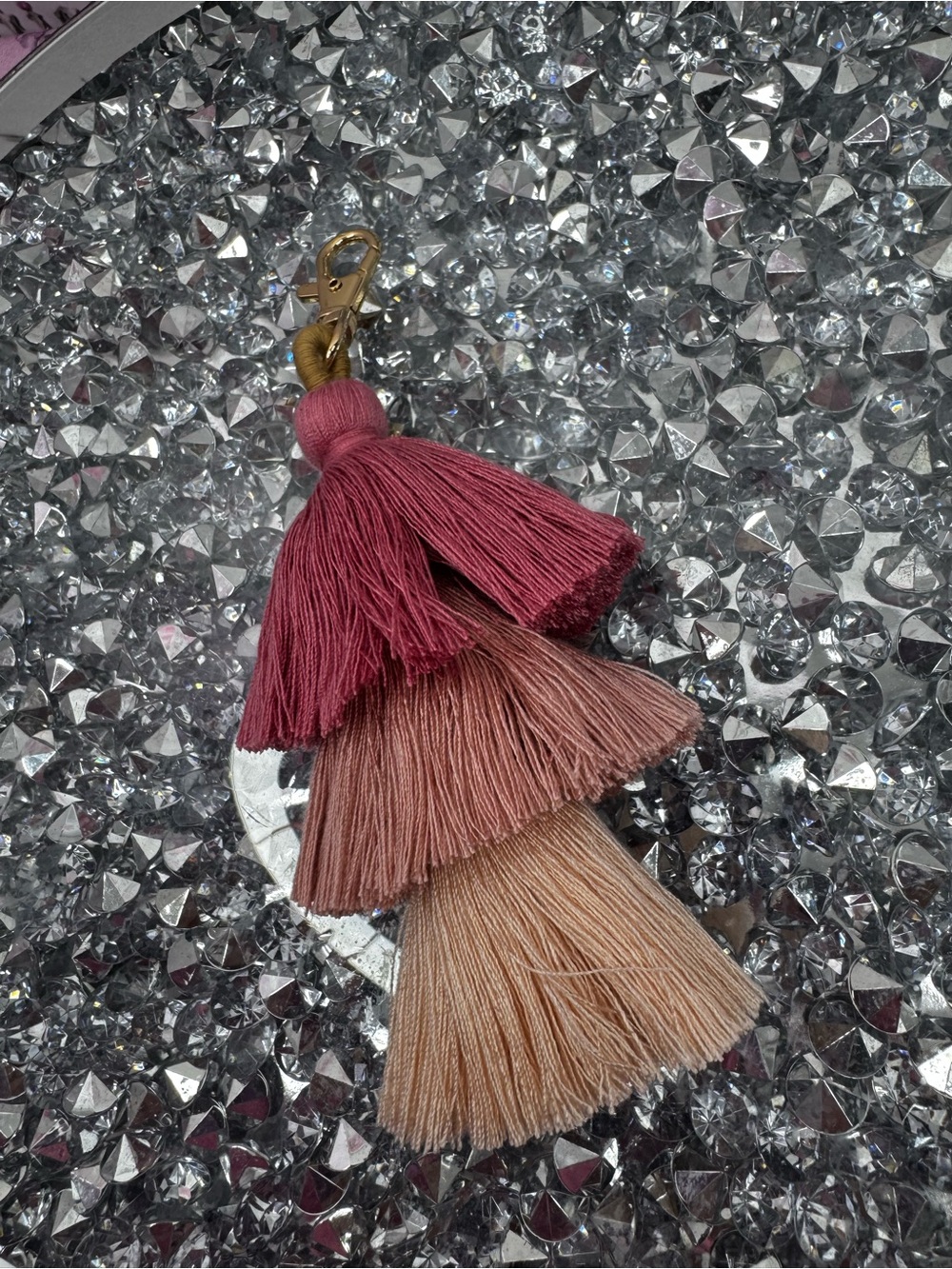 keychain knit Multi-Tier Pink Tassels Keychain Charm